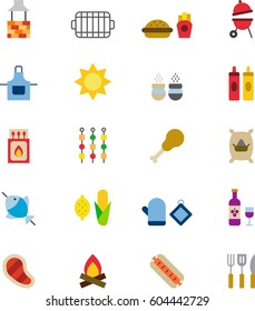BBQ colored flat icons