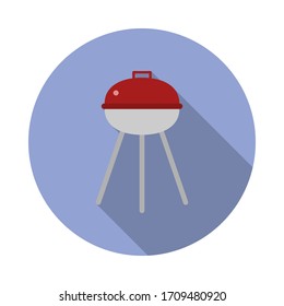 B-B-Q colored illustration long shadow icon. Simple color vector of Camping icons for ui and ux, website or mobile application