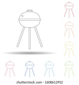 B-b-q colored in multi color style icon. Simple thin line, outline vector of camping icons for ui and ux, website or mobile application