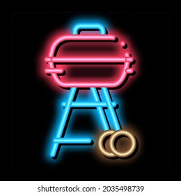 bbq herramienta de cocción neon light sign vector. Icono brillante bbq signo de herramienta de cocción. ilustración de símbolo transparente