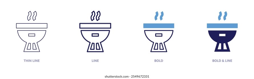 Bbq cooking icon in 4 different styles. Thin Line, Line, Bold, and Bold Line. Duotone style. Editable stroke.