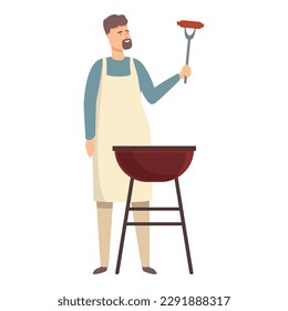 Bbq cooking icon cartoon vector. Family cook. Home dinner