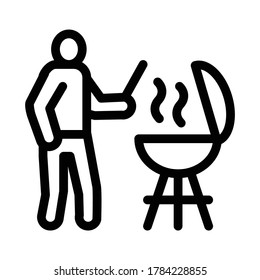 bbq cooking icon vector. bbq cooking sign. isolated contour symbol illustration