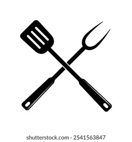 bbq cooking utensils cross sign icon symbol vector design isolated white background