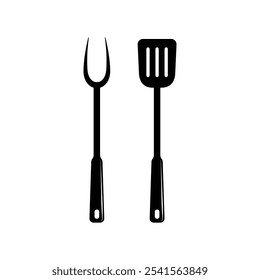 bbq cooking utensils fork spatula vector design isolated white background