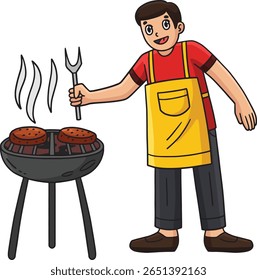 Chá de churrasco e pai Grilling Patties Desenho Animado Clipart 