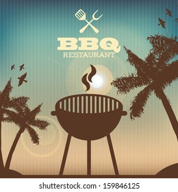 bbq design over pattern  background vector illustration