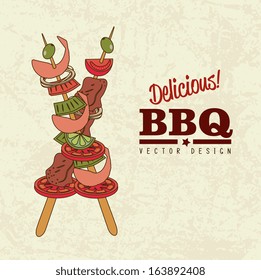 bbq design over pattern  background vector illustration