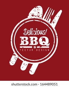 bbq design over red  background vector illustration 