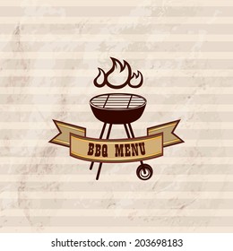 Papel tapiz de diseño de barbacoa. Etiqueta de parrillada sobre patrón vintage. Fondo retro de la cocina a la parrilla