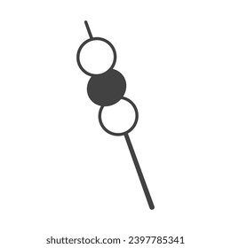 BBQ element of black line set. A funny skewer with marshmallows is the central object of this picture, because it is the main attribute of a successful picnic. Vector illustration.