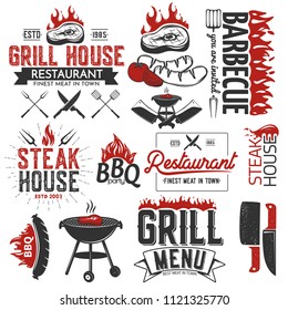 BBQ elements isolated on white.Vector illustration.