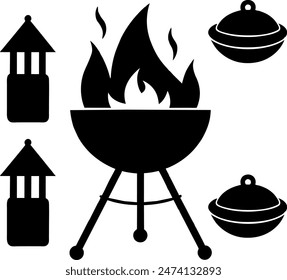 BBQ Elements Vector illustration- BBQ elements silhouette- BBQ vector