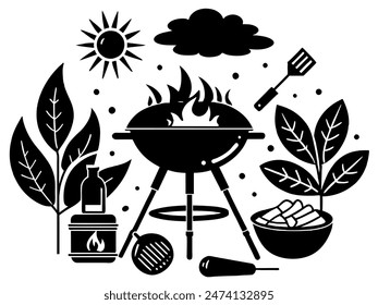 BBQ Elements Vector illustration- BBQ elements silhouette- BBQ vector