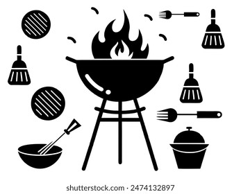 BBQ Elements Vector illustration- BBQ elements silhouette- BBQ vector