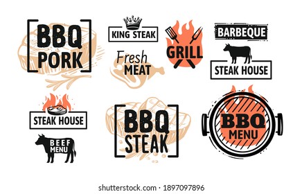 BBQ emblem set for menu and cafe