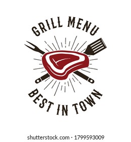 BBQ emblem vector design, Summer barbecue logo template, print for t shirt. Grill Menu best in town. Stock illustration