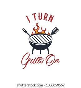 Diseño vectorial de emblema de barbacoa, plantilla de logotipo de barbacoa de verano, impresión para camiseta. Enciendo las parrilladas. Ilustración de acciones