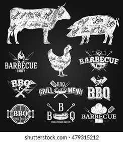 BBQ Emblems and Logos chalk drawing