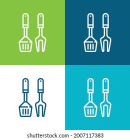 Bbq Equipment Flat four color minimal icon set