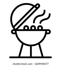 Bbq equipment icon. Outline bbq equipment vector icon for web design isolated on white background