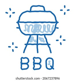 bbq equipment sketch icon vector. Hand drawn blue doodle line art bbq equipment sign. isolated symbol illustration