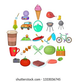 BBQ evening icons set. Cartoon set of 25 BBQ evening vector icons for web isolated on white background