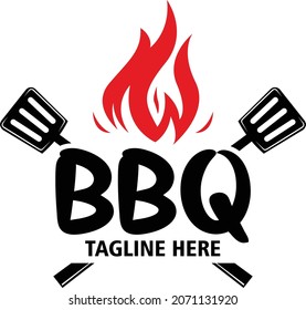 BBQ fire Logo design for backer, restaurant, business and social media