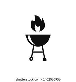 BBQ with flame icon. Grill sign meat and food sign. Barbeque icon isolated on white background. EPS 10