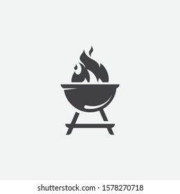 BBQ with flame icon, Grill sign meat and food icon, Barbeque icon symbol, Barbeque Icon Vector Illustration Sign