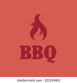 BBQ with flame, vector illustration