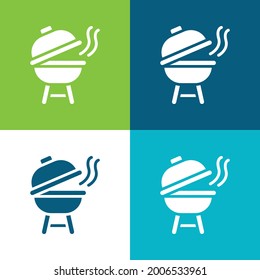 Bbq Flat four color minimal icon set