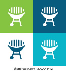 Bbq Flat four color minimal icon set