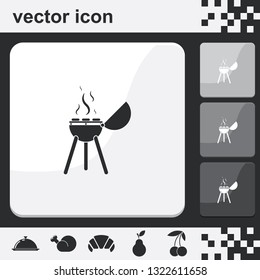 BBQ flat set of buttons vector icon. Grill illustration.