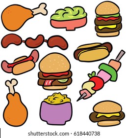 BBQ Food Cartoon Vectors