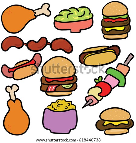 bbq food cartoon vectors