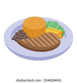 Bbq food icon isometric vector. Brazilian cuisine. Dish culinary