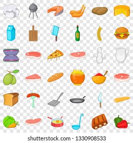 Bbq food icons set. Cartoon style of 36 bbq food vector icons for web for any design