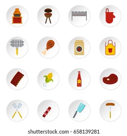BBQ food icons set in flat style isolated vector icons set illustration