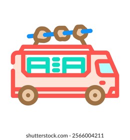 bbq food truck color icon vector. bbq food truck sign. isolated symbol illustration