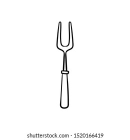 Bbq Fork Doodle Icon Vector Hand Drawing 