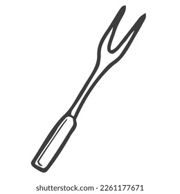 Bbq fork doodle icon vector hand drawing. Barbecue concept