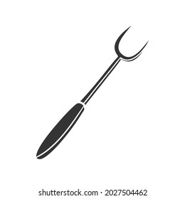 BBQ Fork Icon Silhouette Illustration. Barbecue Tools Vector Graphic Pictogram Symbol Clip Art. Doodle Sketch Black Sign.