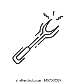 bbq fork party line icon logo design