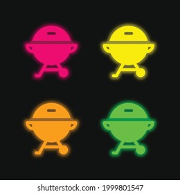 Bbq four color glowing neon vector icon
