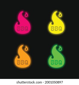 Bbq four color glowing neon vector icon