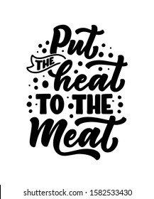 Bbq fun slogan, great design for any purposes. Lettering for family dinner design. Funny print, poster and banner with phraase about barbeque. Summer card. Vector illustration