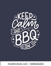 Bbq fun slogan, great design for any purposes. Lettering for family dinner design. Funny print, poster and banner with phraase about barbeque. Summer card. Vector illustration
