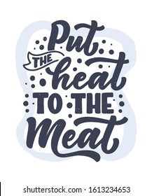 Bbq fun slogan, great design for any purposes. Lettering for family dinner design. Funny print, poster and banner with phraase about barbeque. Summer card. Vector illustration