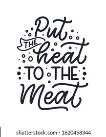 Bbq fun slogan, great design for any purposes. Lettering for family dinner design. Funny print, poster and banner with phraase about barbeque. Summer card. Vector illustration